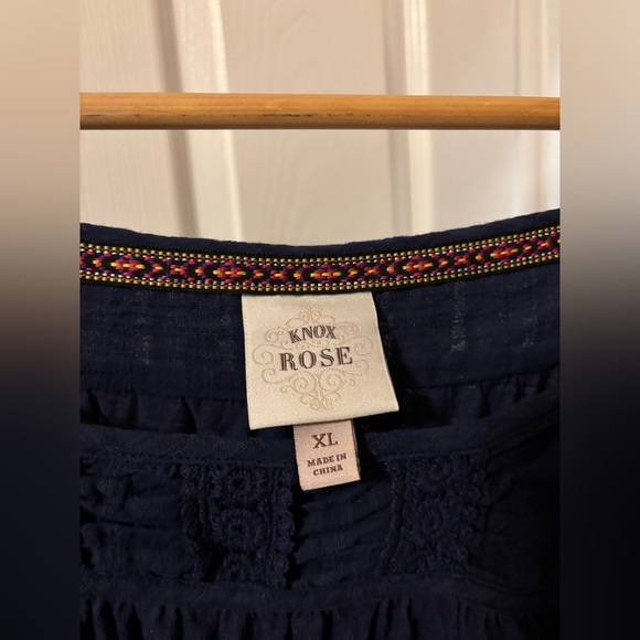 KNOX ROSE Women's Puff Short Sleeve Square Neck Top -Navy Size XL - Picture 6 of 6